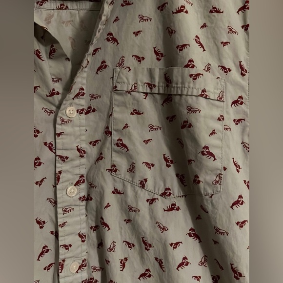 Plugg button down shirt, size medium, gray with red lobster - Picture 3 of 5